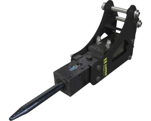 Hydraulické kladivo ZIPPER pre minibagre z odolnej ocele so ZIPPER Logo.