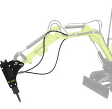Hydraulické búracie kladivo Zipper pre rýpadlá, namontované na ramene rýpadla.