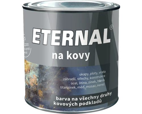 Plechovka Eternal na kovy, farba na všetky druhy kovových podkladov ako oceľ, hliník a zinok.