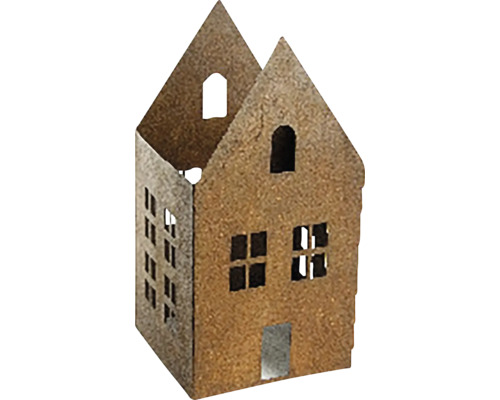 Dekorácia domček kovový 10 x 10 x 20 cm imitácia hrdze