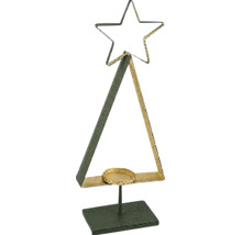 Svietnik stromček na podstavci kovový 10,5 x 19,5 x 51 cm zlato-zelený