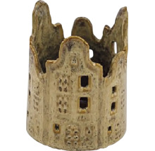 Svietnik domčeky keramický Ø 7,5 x 9 cm hnedý