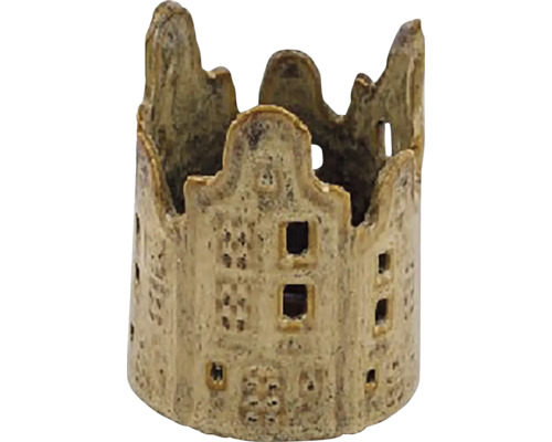 Svietnik domčeky keramický Ø 7,5 x 9 cm hnedý