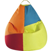 Viacfarebný sedací vak v tvare kvapky s úchytom.