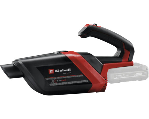 Akumulátorový ručný vysávač Einhell v červenej a čiernej farbe na suché čistenie, systém Power X-Change.