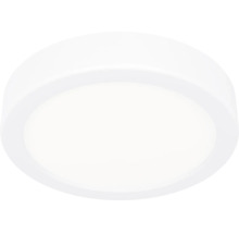 Okrúhle, ploché stropné LED svietidlo v bielej farbe v jednoduchom dizajne.