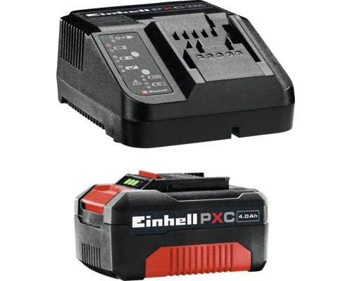 Štartovacia sada Einhell Power X-Change s akumulátorom 4,0 ampérhodiny a rýchlonabíjačkou pre 18-voltové náradie.