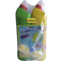 Domestos akčná sada obsahujúca dva tekuté WC čističe a jeden WC blok Power 5 s vôňou limetky.