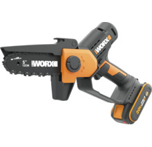 Akumulátorová jednoručná reťezová píla Worx s 20 Volt akumulátorom a dĺžkou lišty 12 centimetrov