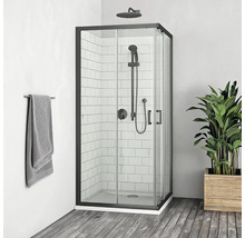 Sprchový kút s rohovým vstupom ROTH 80x80 cm farba rámu čierna dekor skla číre sklo 597-8000000-05-02