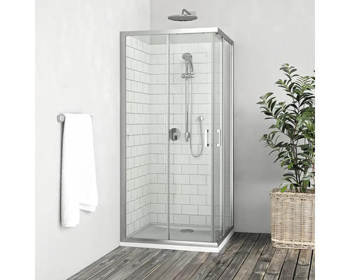 Sprchový kút s rohovým vstupom ROTH 80x80 cm farba rámu chrómová dekor skla číre sklo 597-8000000-00-02