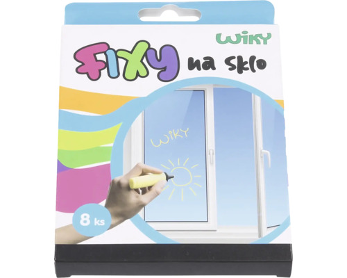 Wiky fixky na sklo, balenie s 8 kusmi na kreslenie na okná a sklenené povrchy.