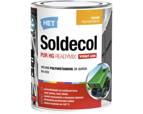 Vrchná polyuretánová farba na kov HET Soldecol PUR HG Readymix v plechovke