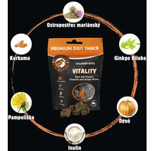 Pochutky pre psov Kiwi Walker Vitality kolagenove s hovadzim hydinou tekvicou a ginkgo biloba v baleni