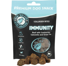 Pamlsek pre psov Kiwi Walker Premium Collagen Bites Immunity hovädzie s brusnicami harmančekom a zeleným čajom pre všetky plemená