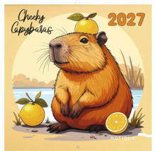 Nástenný kalendár 2027 s ilustráciou kapybary s citrusovými plodmi