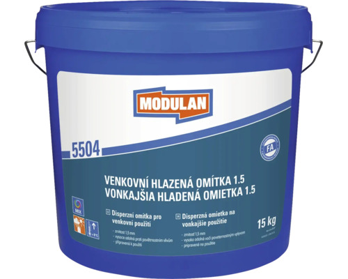 Modulan 5504 vonkajšia hladená omietka 1,5 milimetra, 15 kilogramov vo vedre, disperzná omietka pripravená na použitie.