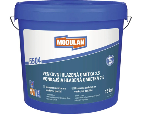 Modulan 5504 vonkajšia hladená omietka v 15 kilogramovom vedre so zrnitosťou 2,5 milimetra pre vonkajšie použitie.