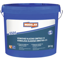 Modulan 5504 vonkajšia hladená omietka v 25 kg vedre so zrnitosťou 2,5 milimetra na vonkajšie použitie.