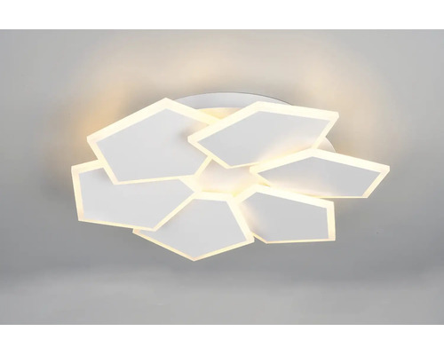 Moderné LED stropné svietidlo v tvare kvetu s geometrickými prvkami pre rovnomerné osvetlenie miestnosti.