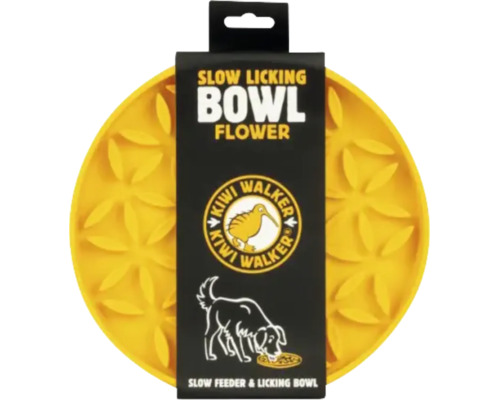 Lízacia miska pre psov Kiwi Walker Flower so štruktúrovaným povrchom pre pomalé kŕmenie v predajnom balení.