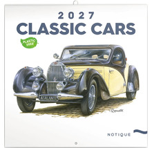 Nástenný kalendár 2027 Classic Cars s ilustráciou historického vozidla Bugatti Atalante