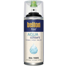 Sprejový lak Belton free Aqua Colours v odtieni hlboká čierna RAL 9005 s vysokým leskom v plechovke