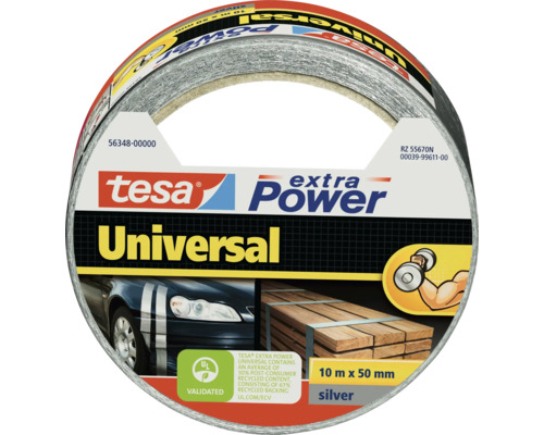 Univerzálna textilná páska Tesa Extra Power, 10 metrov krát 50 milimetrov, pevná lepiaca páska na opravy a upevňovanie v interiéri aj exteriéri.