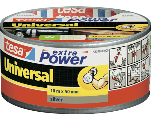 Tesa Extra Power Universal textilná páska, 10 metrov krát 50 milimetrov, strieborná