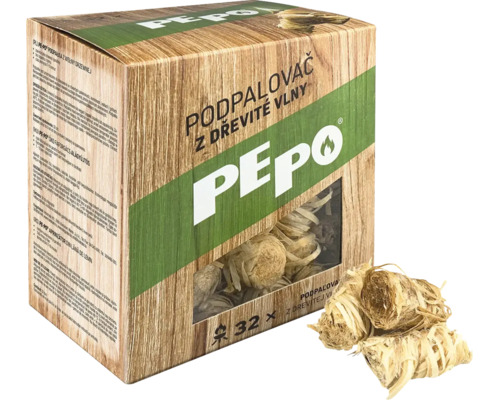 Podpalovač z drevitej vlny Pepo 32 kusov v kartónovej škatuli