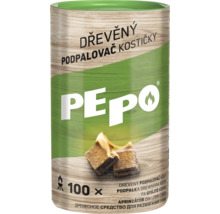 Drevený podpaľovač PEPO v dóze so sto kusmi na zapálenie grilu alebo krbu