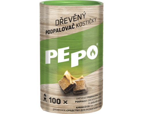 Drevený podpaľovač PEPO v dóze so sto kusmi na zapálenie grilu alebo krbu