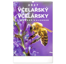 Včelársky nástenný kalendár na rok 2027 s motívom včely na kvete levandule