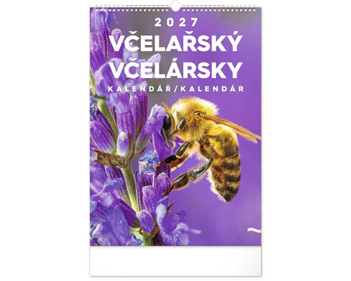 Včelársky nástenný kalendár na rok 2027 s motívom včely na kvete levandule