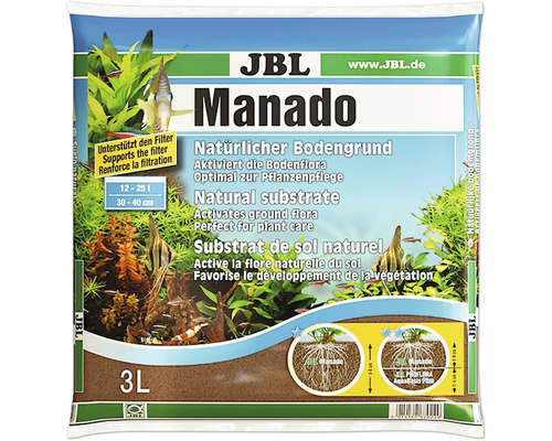 JBL Manado prírodný substrát do akvária, na podporu rastu rastlín, balenie 3 litre.