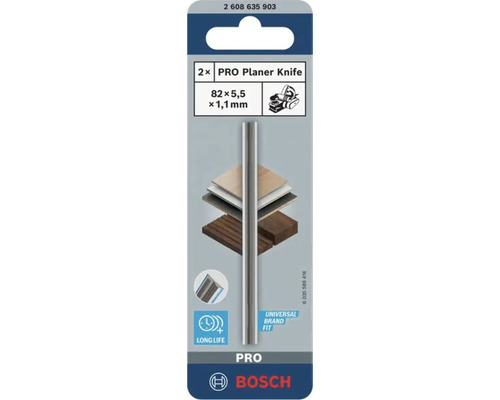 Súprava 2 hobľovacích nožov Bosch PRO 82 x 5,5 x 1,1 milimetrov pre elektrické hoblíky na blistri