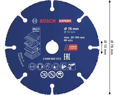 Rezny kotuc Bosch Expert MultiMaterial priemer 76 milimetrov pre uhlovu brusku s technologiou Carbide