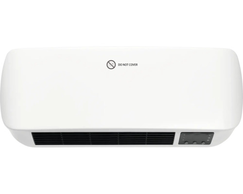 Nástenný teplovzdušný ventilátor s upozornením nezakrývať