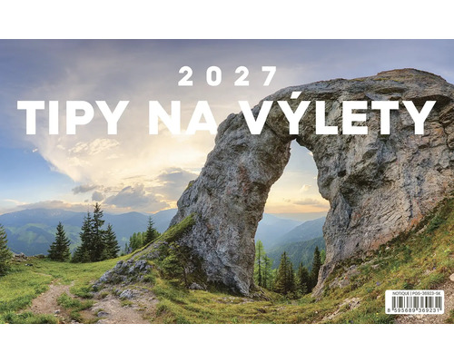 Nástenný kalendár 2027 Tipy na výlety s motívom skalnej brány v horskej krajine