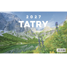 Nástenný kalendár 2027 s horskou krajinou Tatier s jazerom a kvetmi