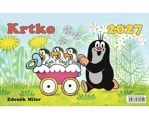 Nástenný kalendár 2027 s motívom Krtka a kuriatok v kočíku na lúke
