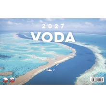 Nastenny kalendar 2027 s nazvom Voda a leteckym snimkom koraloveho utesu v mori.