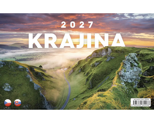 Nástenný kalendár 2027 s motívom krajiny a titulom KRAJINA