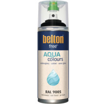 Sprejový lak Belton free Aqua hodvábne lesklý v hlbokej čiernej farbe RAL 9005