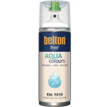 Sprejový lak Belton Free Aqua Colours hodvábny lesk čisto biela RAL 9010