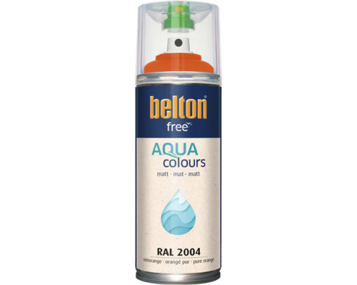 Sprejový lak Belton Free Aqua Colours v čiste oranžovej matnej farbe RAL 2004