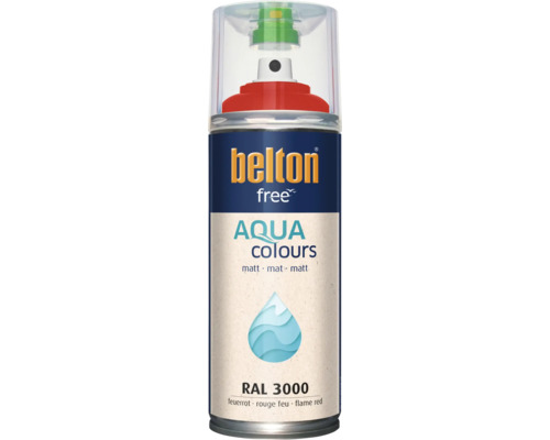 Sprejový lak Belton Free Aqua Colours v ohnivočervenej matnej farbe RAL 3000