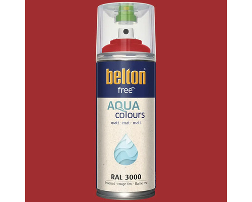 Sprejový lak Belton Free Aqua Colours v ohnivo červenom matnom odtieni RAL 3000 v plechovke