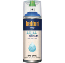Sprejový lak Belton Free Aqua Colours v horcovomodrej farbe RAL 5010 s matným leskom