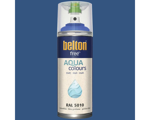 Sprejový lak Belton free Aqua colours matný RAL 5010 horcovomodrá